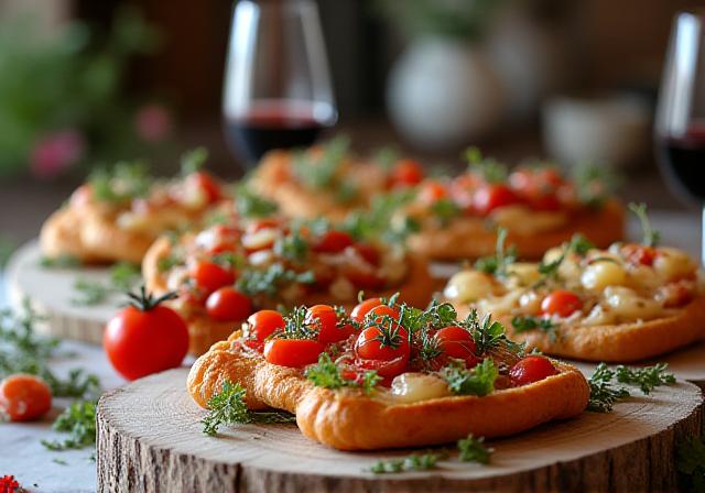 Mesa de catering elegante para eventos con platos coloridos y montaje sofisticado